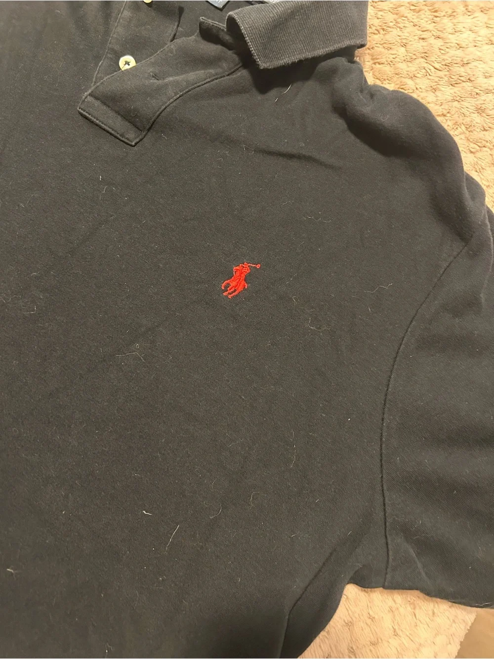Ralph Lauren Black Polo with Red Pony Embroidery